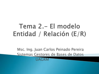 Msc. Ing. Juan Carlos Peinado Pereira
Sistemas Gestores de Bases de Datos
UAGRM
 