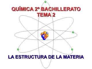 QUÍMICA 2º BACHILLERATOQUÍMICA 2º BACHILLERATO
TEMA 2TEMA 2
LA ESTRUCTURA DE LA MATERIALA ESTRUCTURA DE LA MATERIA
 