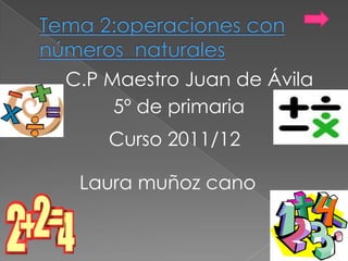 C.P Maestro Juan de Ávila
     5º de primaria
    Curso 2011/12

 Laura muñoz cano
 