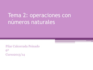 Tema 2: operaciones con
números naturales

Pilar Calcerrada Peinado
6º
Curso2013/14

 