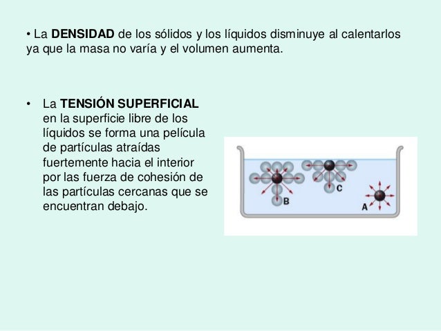 ⢠La DENSIDAD de los sólidos y los lÃquidos disminuye al calentarlos
ya que la masa no varÃa y el volumen aumenta.
⢠La TE...