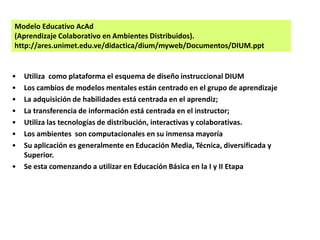 El Modelo Educativo AcAd
Diseño Instruccional Unimet (DIUM):


                                 Contenidos




           ...