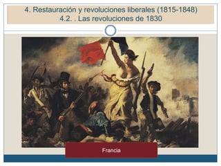 5. Restauración y revoluciones liberales (1815-1848)
5.2. Las revoluciones de 1830.
Francia
4. Restauración y revoluciones liberales (1815-1848)
4.2. . Las revoluciones de 1830
 