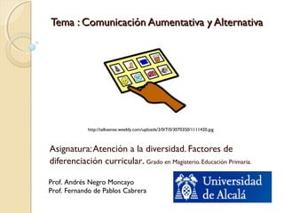 Tema : Comunicación Aumentativa y AlternativaTema : Comunicación Aumentativa y Alternativa
Asignatura:Atención a la divers...