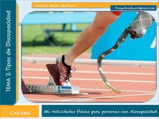 Andrés Mateo Martínez 
Proyectosef.wordpress.com 
M6: Actividades físicas para personas con discapacidad TEMA 2: Tipos de Discapacidad CAFDMN 
 