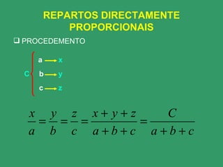 REPARTOS DIRECTAMENTE PROPORCIONAIS PROCEDEMENTO C a b c x y z 