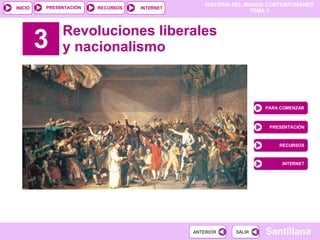 3 Revoluciones liberales y nacionalismo PARA COMENZAR PRESENTACIÓN RECURSOS INTERNET 