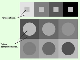 Grises afines.
Grises
complementarios.
 