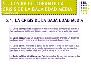 5º. LOS RR CC DURANTE LA 
CRISIS DE LA BAJA EDAD MEDIA 
(Siglos XIV y XV) 
5.1. LA CRISIS DE LA BAJA EDAD MEDIA 
 
