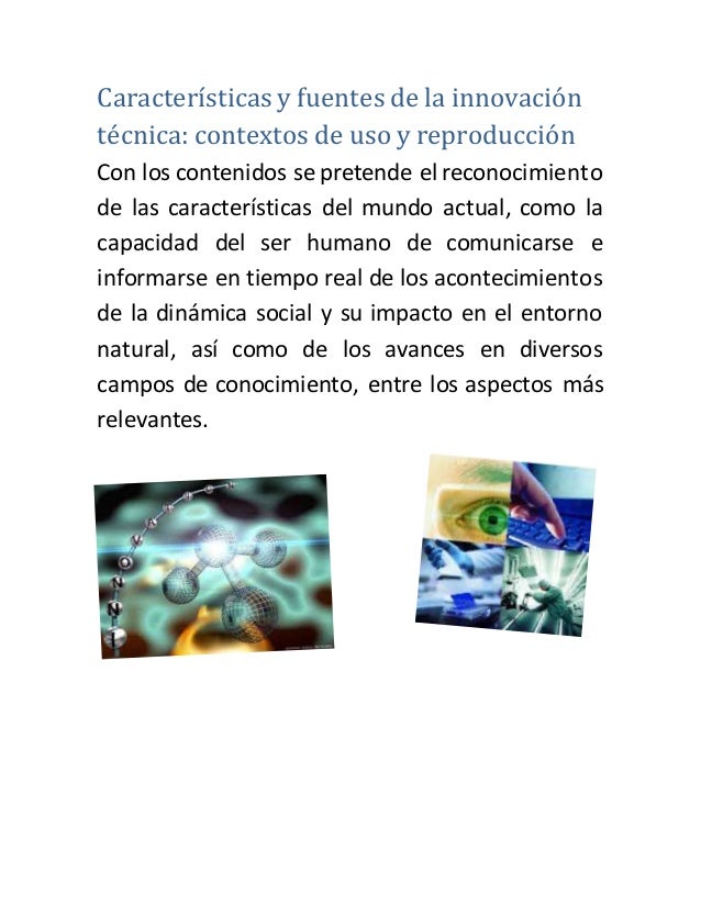Características y fuente de la innovación técnica