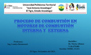 Profesora:
Ing. Lennys Betancourt
Bachiller:
Br. María Alfonzo
V-26.479.885
Sección: MM01, T2-F2
El Tigre, Noviembre del 2021.
 