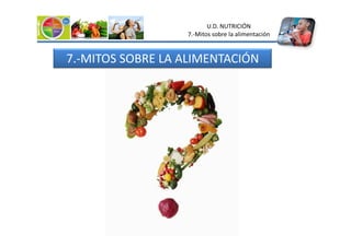 U.D. NUTRICIÓN
7.-Mitos sobre la alimentación
7.-MITOS SOBRE LA ALIMENTACIÓN
 