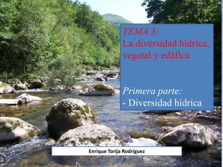 TEMA 3:
La diversidad hídrica,
vegetal y edáfica
Primera parte:
- Diversidad hídrica
Enrique Torija Rodríguez
 