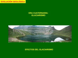 EFECTOS DEL GLACIARISMO ERA CUATERNARIA: GLACIARISMO EVOLUCIÓN GEOLÓGICA 