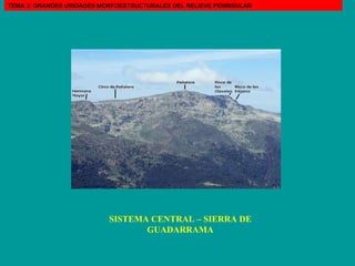 SISTEMA CENTRAL – SIERRA DE GUADARRAMA TEMA 3: GRANDES UNIDADES MORFOESTRUCTURALES DEL RELIEVE PENINSULAR 