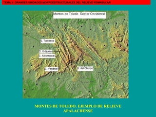MONTES DE TOLEDO. EJEMPLO DE RELIEVE APALACHENSE TEMA 3: GRANDES UNIDADES MORFOESTRUCTURALES DEL RELIEVE PENINSULAR 