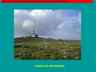 CABEZA DE MANZANEDA TEMA 3: GRANDES UNIDADES MORFOESTRUCTURALES DEL RELIEVE PENINSULAR 