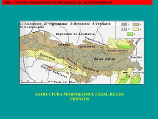 ESTRUCTURA MORFOESTRUCTURAL DE LOS PIRINEOS TEMA 3: GRANDES UNIDADES MORFOESTRUCTURALES DEL RELIEVE PENINSULAR 