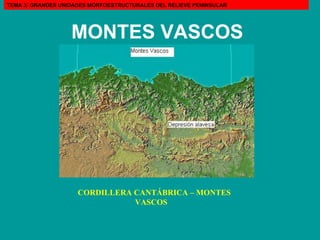 CORDILLERA CANTÁBRICA – MONTES VASCOS TEMA 3: GRANDES UNIDADES MORFOESTRUCTURALES DEL RELIEVE PENINSULAR MONTES VASCOS   