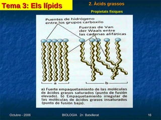Tema 3: Els lípids 2. Àcids grassos Propietats físiques 