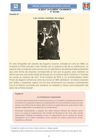 “AÑODELAUNIVERSALIZACIÓNDELASALUD”
I.E.82019 “LA FLORIDA” CAJAMARCA
4° Grado
2
 
