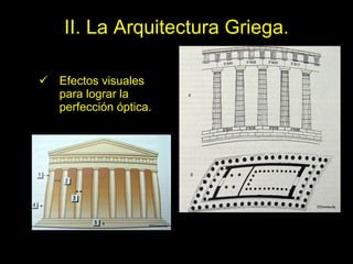 II. La Arquitectura Griega. Efectos visuales para lograr la perfección óptica. 