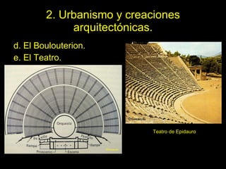 2. Urbanismo y creaciones arquitectónicas. d. El Boulouterion. e. El Teatro. Teatro de Epidauro 
