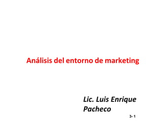 3- 1
Análisis del entorno de marketing
Lic. Luis Enrique
Pacheco
 