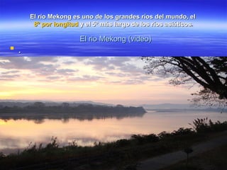 El río Mekong es uno de los grandes ríos del mundo, elEl río Mekong es uno de los grandes ríos del mundo, el
8º por longitud8º por longitud y el 5º más largo de los ríos asiáticosy el 5º más largo de los ríos asiáticos..
El rio Mekong (video)El rio Mekong (video)
 ..
 