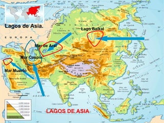 Lagos de Asia.
Mar de Aral
Mar Caspio.
Lago Baikal
Mar Muerto
LAGOS DE ASIA
 