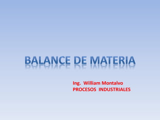 Ing. William Montalvo
PROCESOS INDUSTRIALES
 
