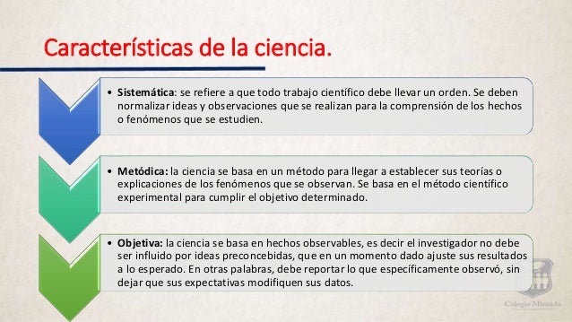 Características de la ciencia.