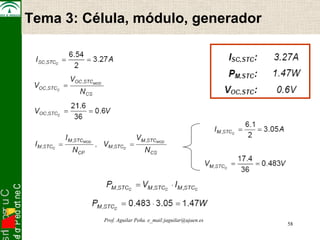snI . o s r uC 
C e n t r o d e P r o f e s 58 
Prof. Aguilar Peña. e_mail:jaguilar@ujaen.es 
Tema 3: Célula, módulo, generador 
 