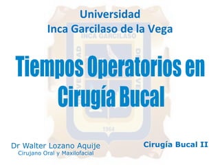 Universidad 
Inca 
Garcilaso 
de 
la 
Vega 
Dr Walter Lozano Aquije 
Cirujano Oral y Maxilofacial 
Cirugía Bucal II 
 