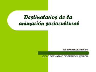 Destinatarios de la  animación sociocultural IES IBARREKOLANDA BHI CICLO FORMATIVO DE GRADO SUPERIOR  
