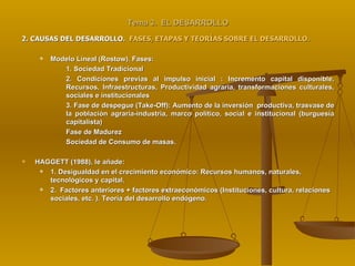 Modelo De Rostow Concepto de Desarrollo y organización territorial áreas desarrolladas | PPT