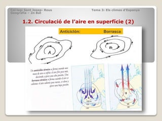 Col·legi Sant Josep- Reus Tema 3: Els climes d’Espanya
Geografia – 2n Bat
1.2. Circulació de l’aire en superfície (2)
 