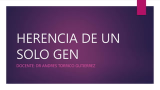 HERENCIA DE UN
SOLO GEN
DOCENTE: DR ANDRES TORRICO GUTIERREZ
 