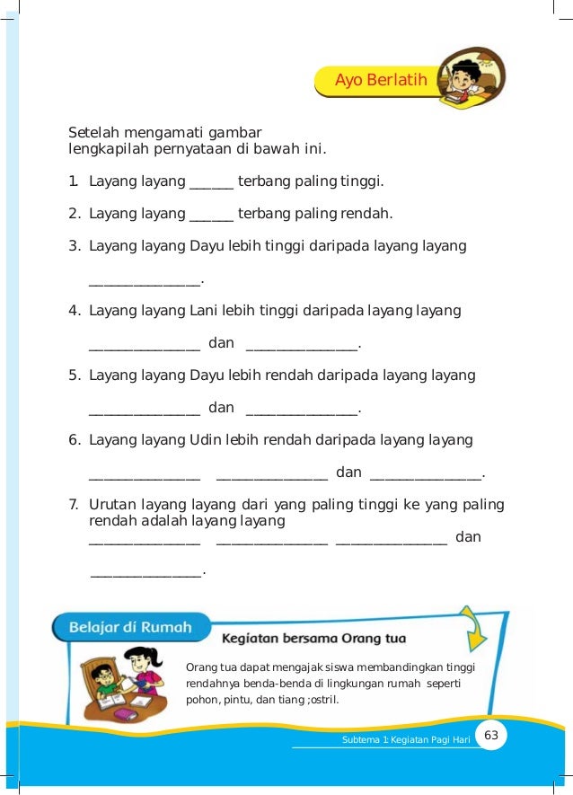 Tema 3 Kegiatanku Kelas 1