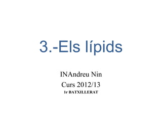 3.-Els lípids
   INAndreu Nin
    Curs 2012/13
    1r BATXILLERAT
 