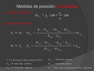 Medidas de posición: PercentilesPuntuación observadaPuntuación no observada 
