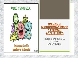 UNIDAD 3:
MICROORGANISMOS
Y FORMAS
ACELULARES
SERGIO SALOBREÑA
LUCENA
LAS LAGUNAS
 