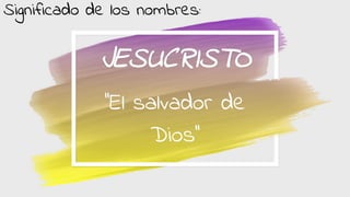 JESUCRISTO
‘’El salvador de
Dios’’
Significado de los nombres: