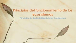 Principiosde Sostenibilidadde los Ecosistemas 
Principiosdel funcionamientode los ecosistemas  