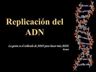Replicación del
ADN
La gente es el vehículo de ADN para hacer más ADN.
Anon
 