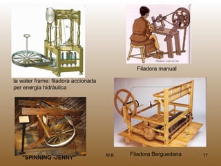 Filadora manual

la water frame: filadora accionada
per energia hidràulica




                                     M.B.   Filadora Berguedana   17
   "SPINNING -JENNY"
 