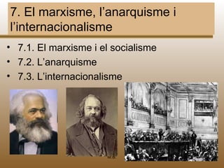 7. El marxisme, l’anarquisme i
l’internacionalisme
• 7.1. El marxisme i el socialisme
• 7.2. L’anarquisme
• 7.3. L’internacionalisme




                      M.B.           54
 