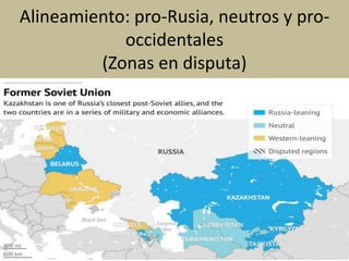 Alineamiento: pro-Rusia, neutros y pro-
occidentales
(Zonas en disputa)
 