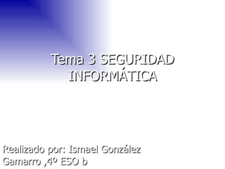 Tema 3 SEGURIDAD INFORMÁTICA Realizado por: Ismael González Gamarro ,4º ESO b 