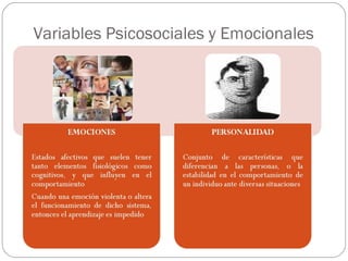 Variables  Psicosociales y Emocionales 